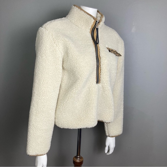 Pistola Zoey pullover XS women's sherpa fleece cream combo thick animal print - Picture 4 of 15